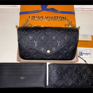 Authentic BNIB Louis Vuitton Empreinte Noir Felicie Pouchette with inserts